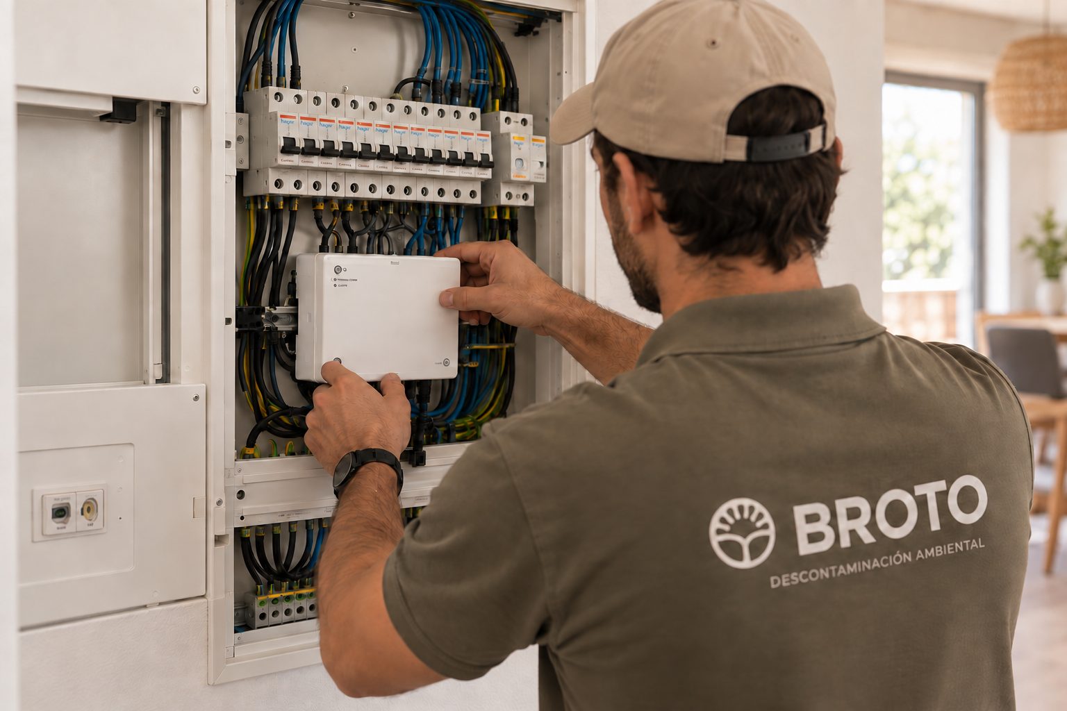 Técnico de Broto revisando un cuadro eléctrico